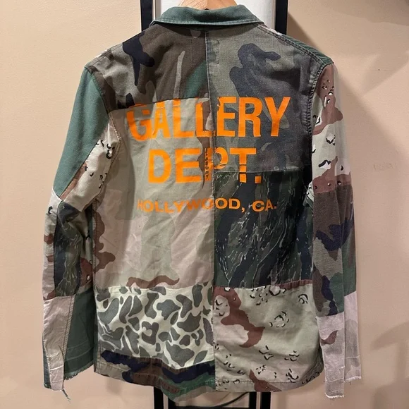 Gallery Dept Camo Print Patchwork Twill Button Up Shirt Jacket